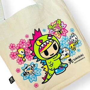 Tokidoki Canvas Tote Bag Little Terror & Bunny Rabbit Spring Theme Eco Bag NWOT